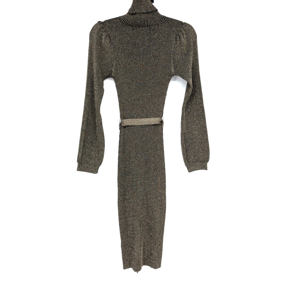 Ali & Jay Shine Bright Metallic Ribbed Turtleneck Sweater Dress Medium Holiday - Picture 8 of 13